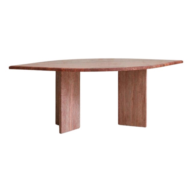 Italian Red Travertine Coffee Table, 1970s For Sale