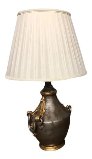 Italian Hand Painted Ceramic Lamp With Shade