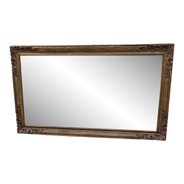 Mid Twenty Century Heavily Carved Wall Fireplace Mirror. For Sale