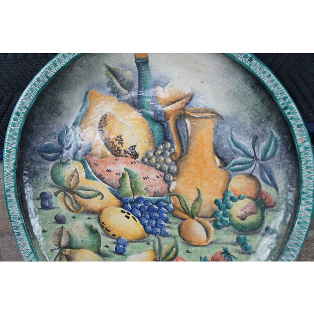 Late 20th Century Late 20th Century Mayolica Santa Rosa Mexican Fruit Vessels Still Life Stoneware Charger Plate For Sale - Image 5 of 11