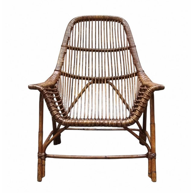 1960s Rattan Armchairs with Coffee Table by George Coslin for Gervasoni, Italy, 1960s, Set of 5 For Sale - Image 5 of 10