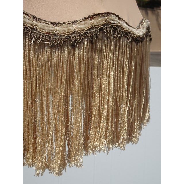 Vintage French Victorian Floor Lamp Light W Fringed Lamp Shade & Onyx Base For Sale - Image 12 of 12