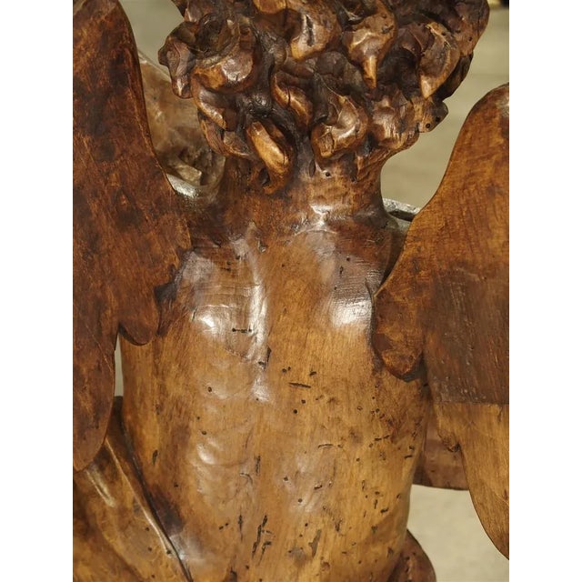 Antique Carved Wooden Cherub From Puy-En-Velay France, 18th Century For Sale - Image 9 of 13