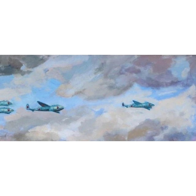 Realism Soviet Wwii Oil Painting: "Return From Mission", Ukrainian Art, 1988 69-136 For Sale - Image 3 of 6