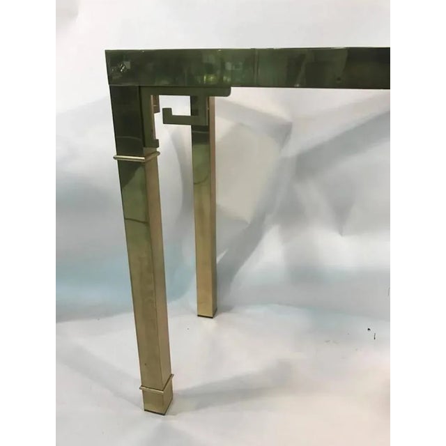 Solid Brass Italian Mirror and Console Table With Greek Key Design For Sale In Philadelphia - Image 6 of 9