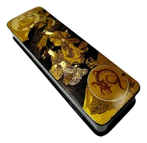 Early 1900s Japanese Black Lacquer Pin Box
