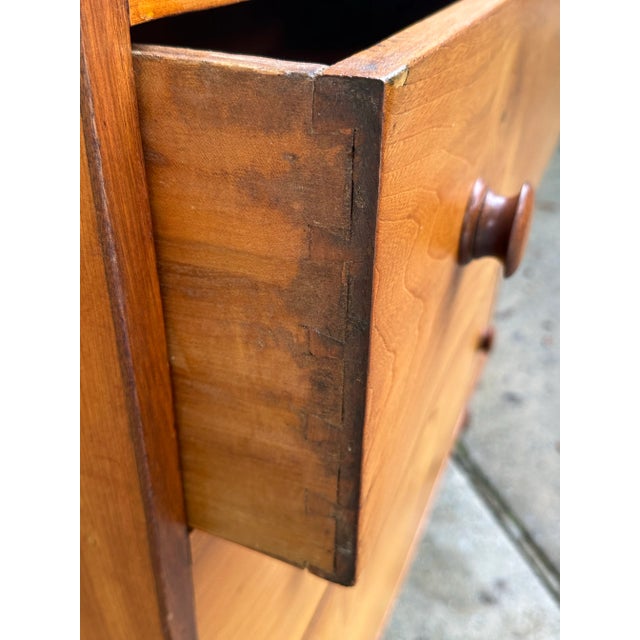 Fine Mid 19th Southern Cherry Wood Chest With Black Walnut Knobs and Turned Feet For Sale - Image 9 of 12