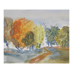 Late 20th Century Impressionist Landscape Watercolor Painting