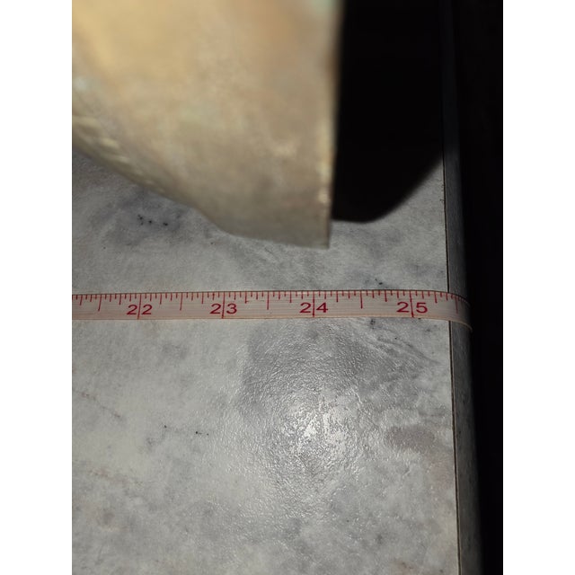 Metal Vintage 24-Inch Tall Etched Brass Floor Vase Hand Painted Made in India For Sale - Image 7 of 12