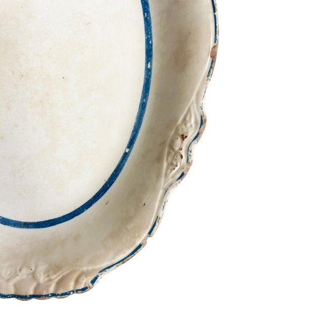 Antique Homer Laughlin “Virginia Rose” Oval Serving Platter – Blue Band Ironston For Sale In Oklahoma City - Image 6 of 7