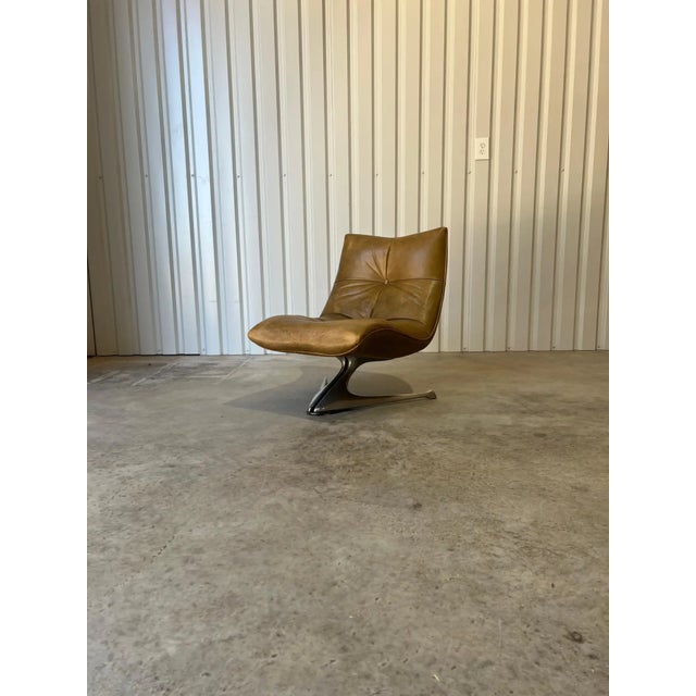 Rare Early Production 'Unicorn' Leather Lounge Chair by Vladimir Kagan, C 1960s For Sale - Image 14 of 17