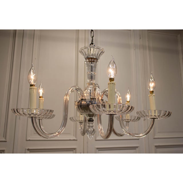 1970s Clear Murano Crystal 6-Arm Chandelier in the style of Barovier, 1970s For Sale - Image 5 of 10