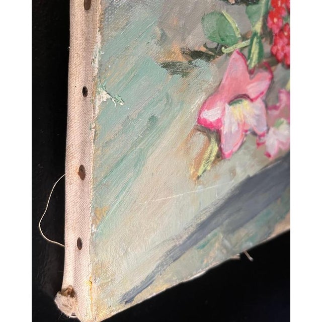 Stéphanie Caroline Guerzoni, Verbena Flowers, Oil on Canvas, 1960s For Sale - Image 8 of 10