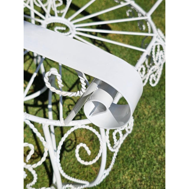 Vintage White Wrought Iron Peacock Armchair For Sale - Image 10 of 18