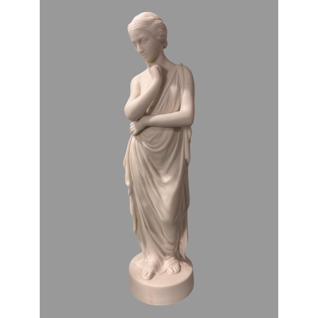 Antique Victorian 13.5" Art Nouveau Figural Parian Statue of a Robed Maiden Signed W.H.Goss For Sale - Image 6 of 7