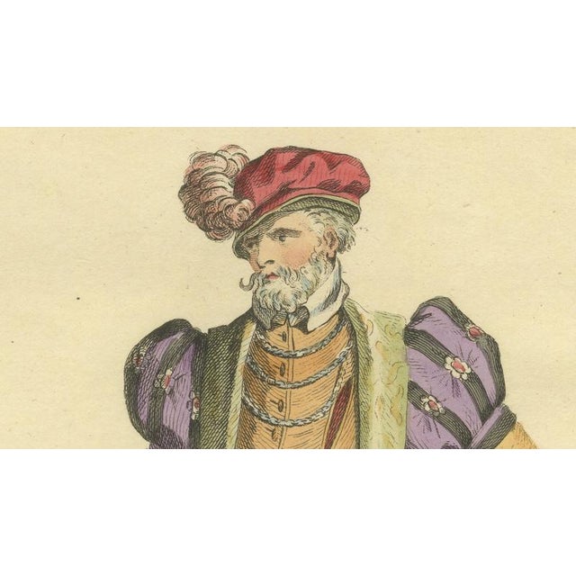 Paper European School, Roman Nobleman Court Dress, 1749, Paper For Sale - Image 7 of 10