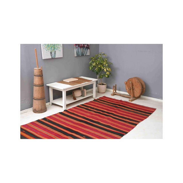 Vintage Striped Turkish Kilim Rug - 5`5" X 10`0" For Sale - Image 4 of 6