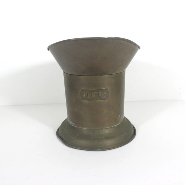 Mid 20th Century Old Brass Pitcher Jug With Handle For Sale - Image 6 of 9