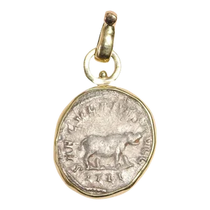 Antique Roman Hippopotamus Coin Pendant 18kt Gold
