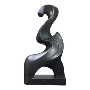 Vintage Modernist Biomorphic Black Resin Sculpture by Tony Trezza, Signed (Ca. 1970)