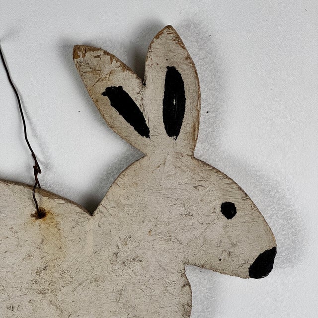 Vintage Folk Art Country Primitive Painted Wood Bunny Rabbit 'For Sale ...