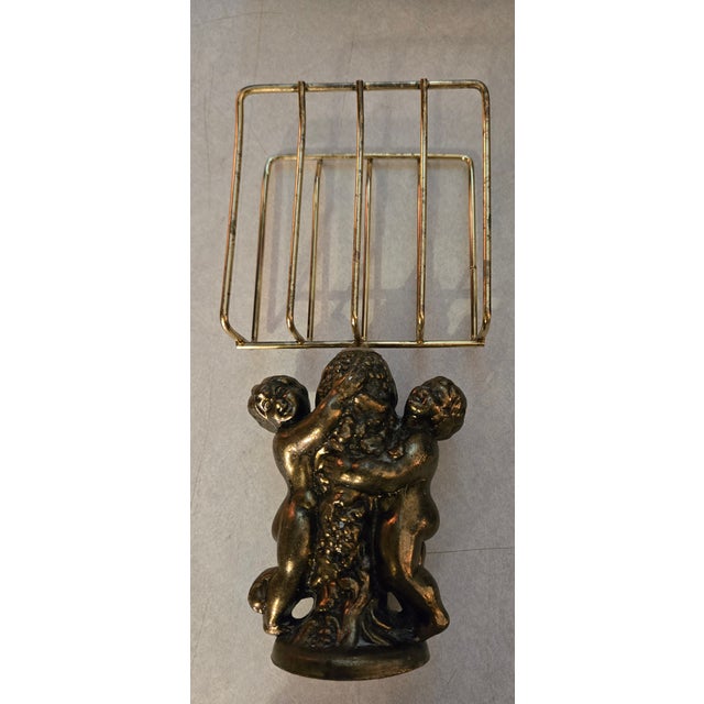 Mid-Century Modern Vintage Mid Century Cherub Angel Brass Towel Holder For Sale - Image 3 of 8