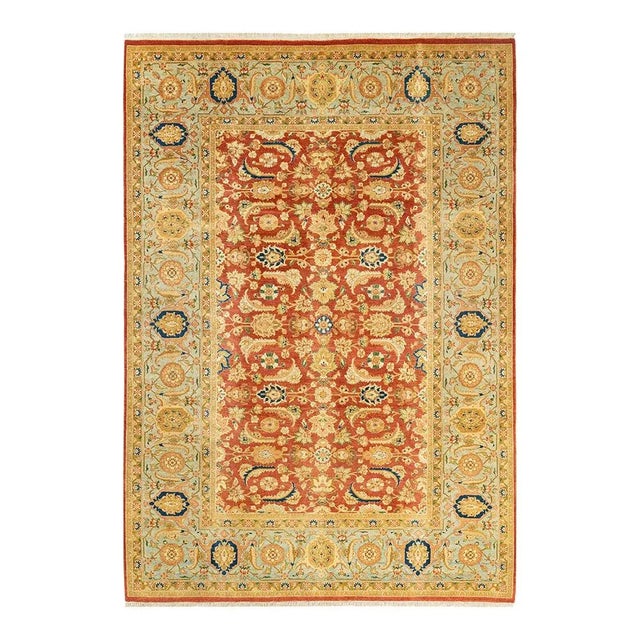 Mogul Collection Hand-Knotted Area Rug - Orange 6' 3" x 8' 10" For Sale - Image 4 of 4