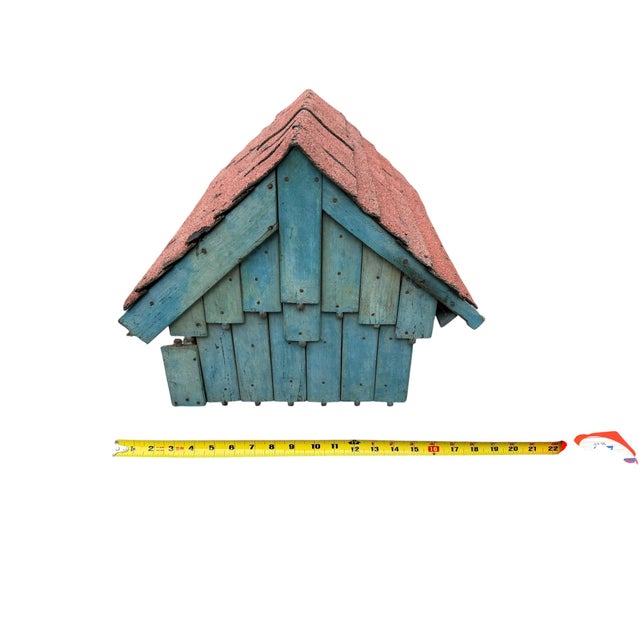 Unique Mid 20th Century Birdhouse in Robin's Egg Blue Shingled Roof For Sale - Image 10 of 12