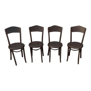 Early 20th Century Set of Four Antique Thonet Bentwood Bistro Dining Side Chairs For Sale