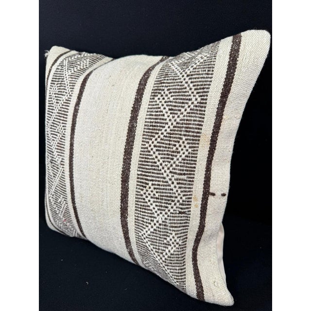 Turkish Hemp Pillow Cushion Natural Beige Brown Pillow Cushion Cover 20x20 For Sale - Image 4 of 4