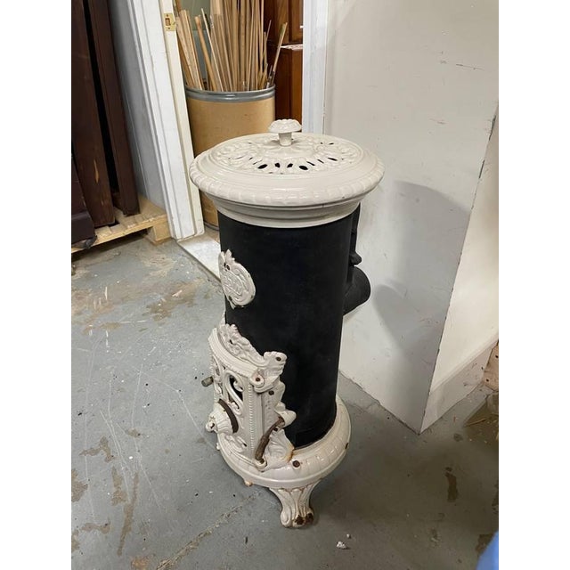 Early 20th Century Godin France Original Porcelain Cast Iron Coal Stove |  Chairish