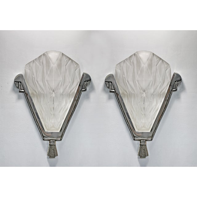David Gueron Degue French Art Deco Wall Sconces by Degue 1930 France - A Pair For Sale - Image 4 of 13