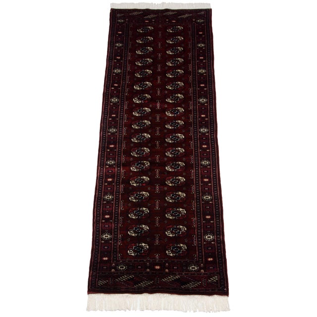 Burgundy Vintage Fine Bokhara Rug Runner - 2'6" X 8'2" For Sale - Image 8 of 9