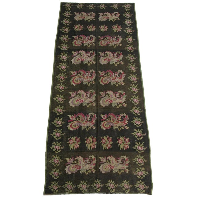 Early 20th Century Early 20th Century Antique Kilim Floral Runner - 12'6'' X 5'3'' For Sale - Image 5 of 8