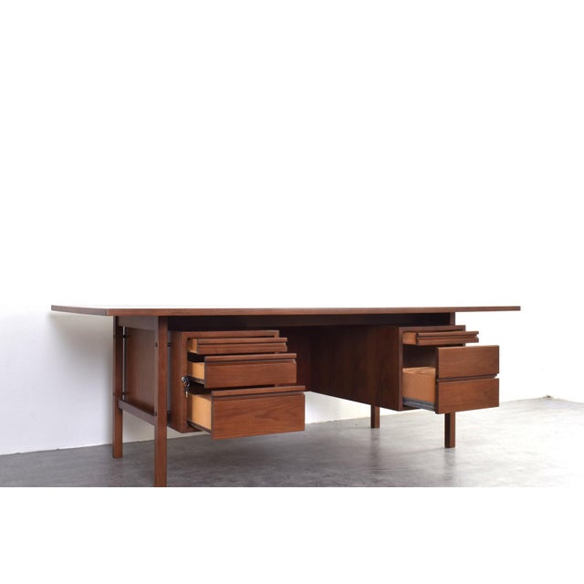 Wood Large Mid-Century Modern American Walnut Executive Desk, 1970s For Sale - Image 7 of 18