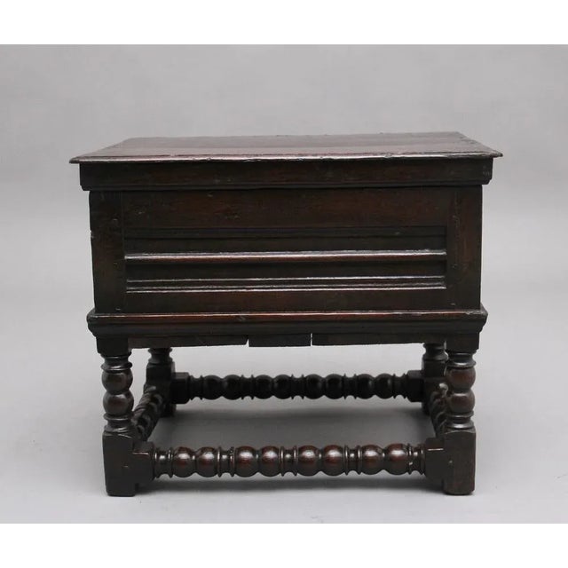 Brown Early 18th Century Oak Box Stool For Sale - Image 8 of 8