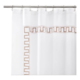 Erin Gates x Kassatex Greek Key Shower Curtain, Taupe For Sale