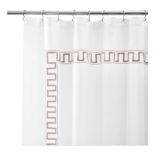 Erin Gates x Kassatex Greek Key Shower Curtain, Taupe For Sale
