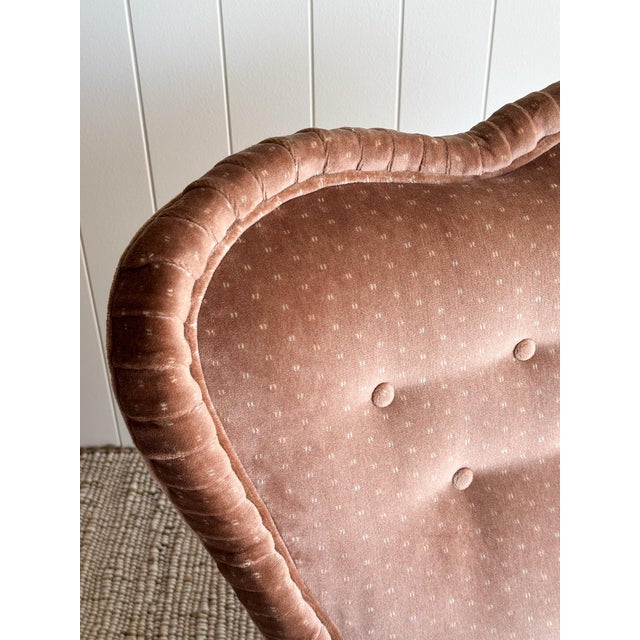Pink Vintage Blush Velvet Slipper Chair With Pleated Skirt For Sale - Image 8 of 12