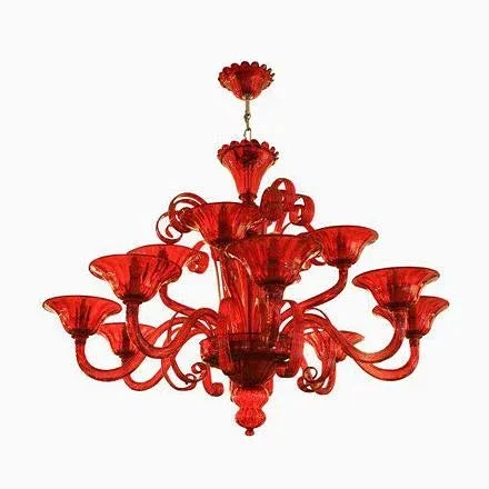 Campari Red 12-Light Venetian Chandelier by Cendese, 1970s For Sale - Image 6 of 6