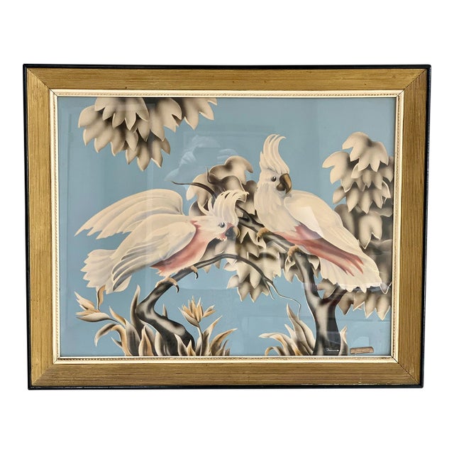 Mid-Century Turner Wall Art Cockatoos in Frame For Sale