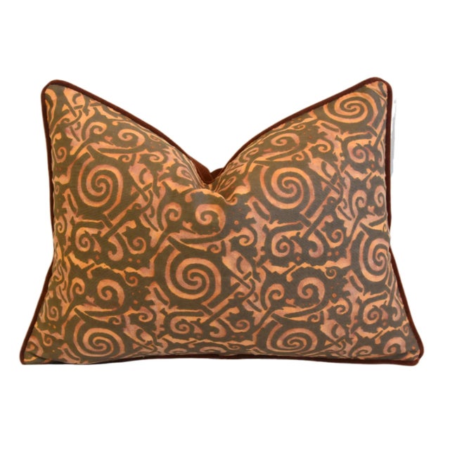 Textile Venetian Italian Mariano Fortuny Maori Feather/Down Pillow 22" X 17" For Sale - Image 7 of 7