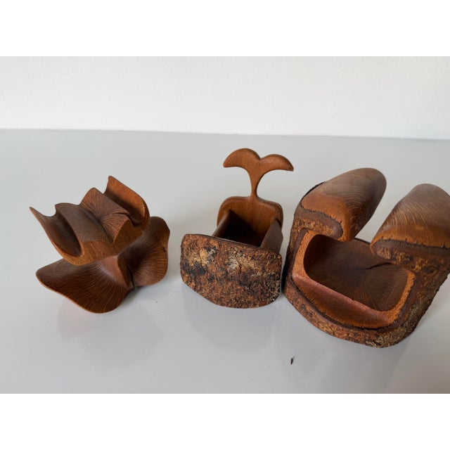 Wood 1990's Vintage Hand-Carved Wood Puzzle Box Sculpture, Signed For Sale - Image 7 of 12