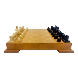 Vintage Post Modern Michael Graves Chess Set, Maple Board For Sale