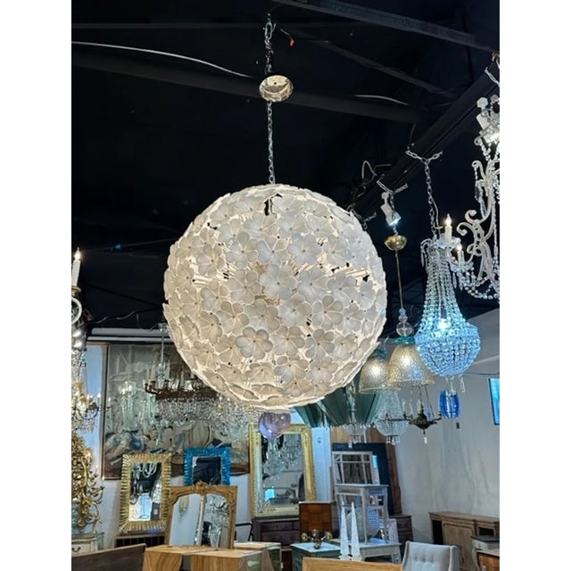 Spectacular large scale modern Murano glass chandelier with hibiscus flowers. A true work of art that takes your breath...