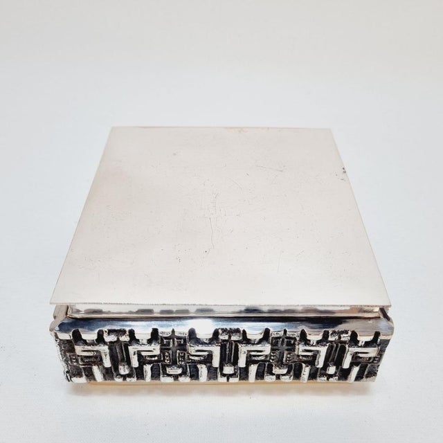 Silver Mid-Century Brutalist Metal Decorative Box, 1960s For Sale - Image 8 of 14