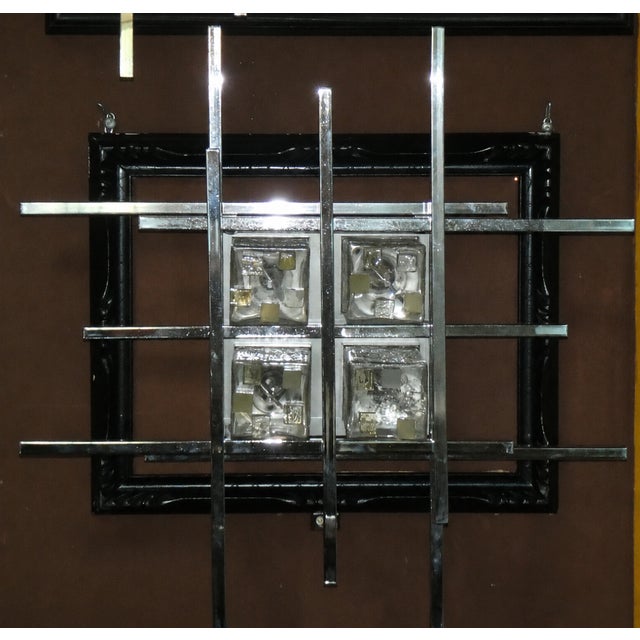 Wall lamp by albano poli for poliarte, 1970s. structure with rectangular chromed metal rods and murano glass cubes mounted...