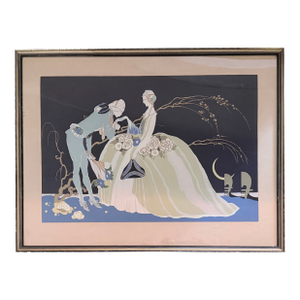 Vintage Moonlit Courting-Scene Print, Signed ‘Sunsetone S.F.