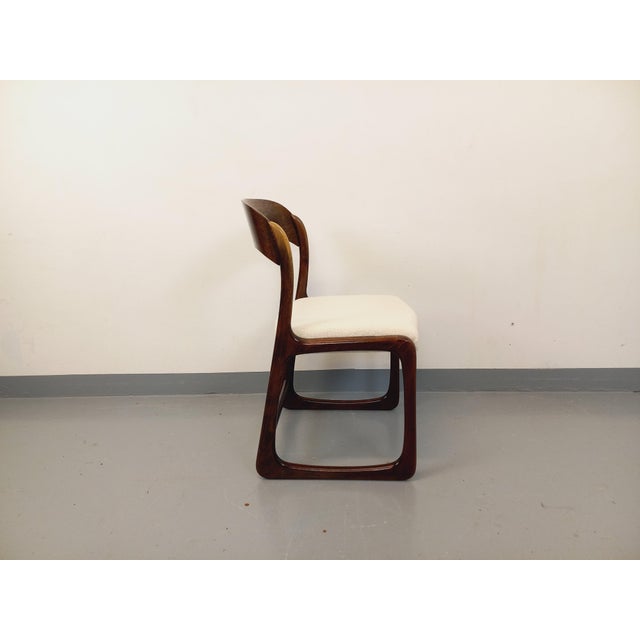 Vintage Sleigh Chair in Wood and Bouclé Fabric from Baumann, 1960s For Sale - Image 9 of 13