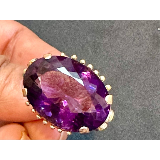 27 Carat Amethyst Cocktail Ring in 14 Karat Yellow Gold For Sale - Image 12 of 18